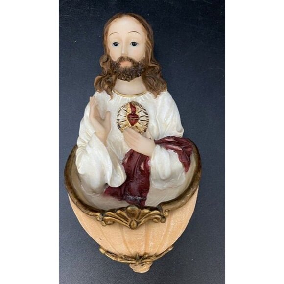 Jesus Florentine Collection Holy Water 6” Font Resin Material - Picture 2 of 6
